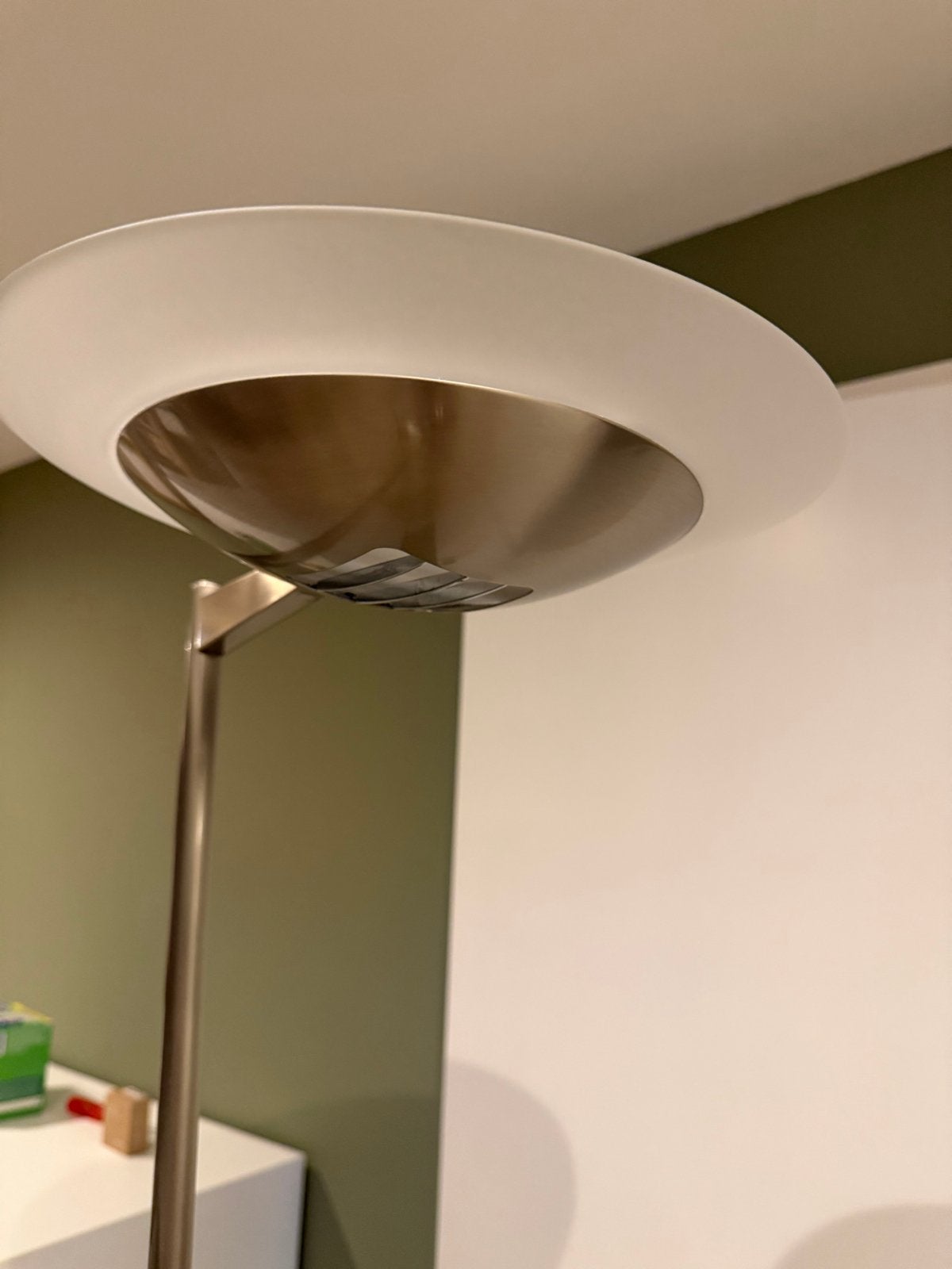Staande leeslamp met LED bovenlamp, dimbaar, Ophalen, Gebruikt, Overige fittingen, Metaal
