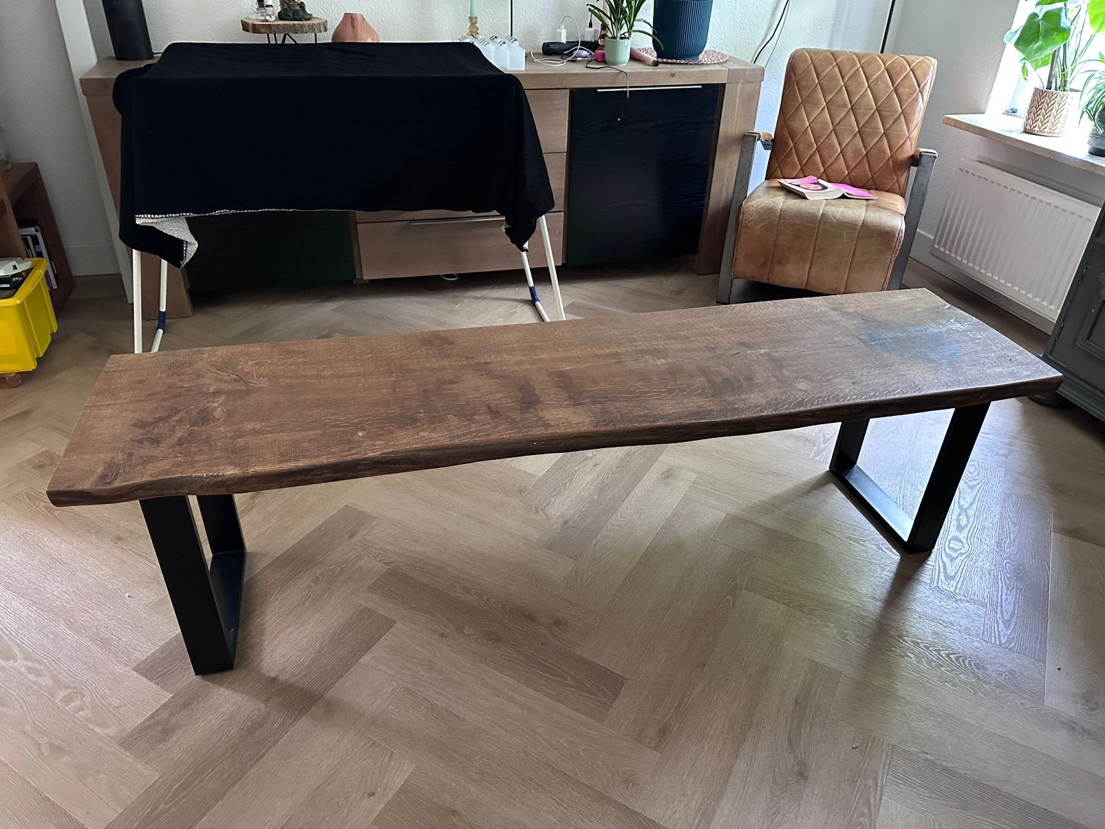 Tv meubel, Ophalen, Gebruikt, 150 tot 200 cm, Eikenhout