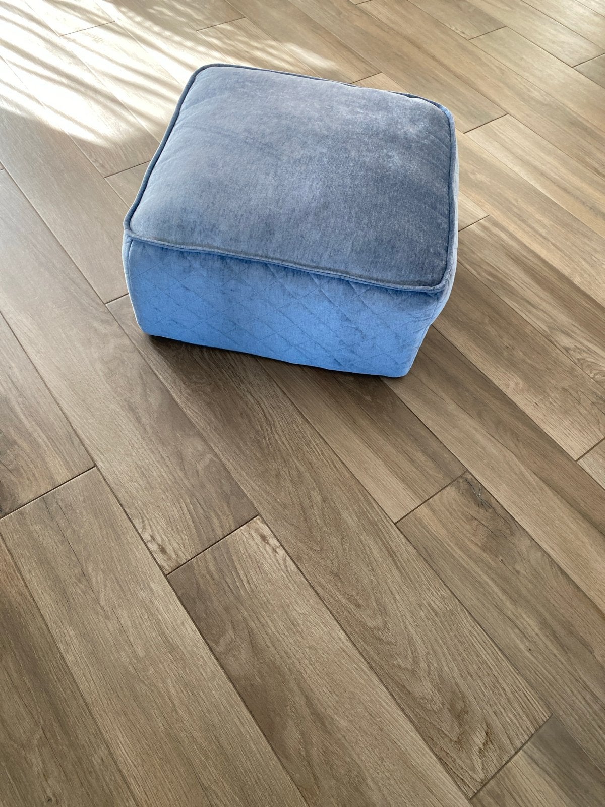 Riviera Maison Poef - Blauw, Zo goed als nieuw, Ophalen, Vierkant, Minder dan 50 cm, Zo goed als nieuw