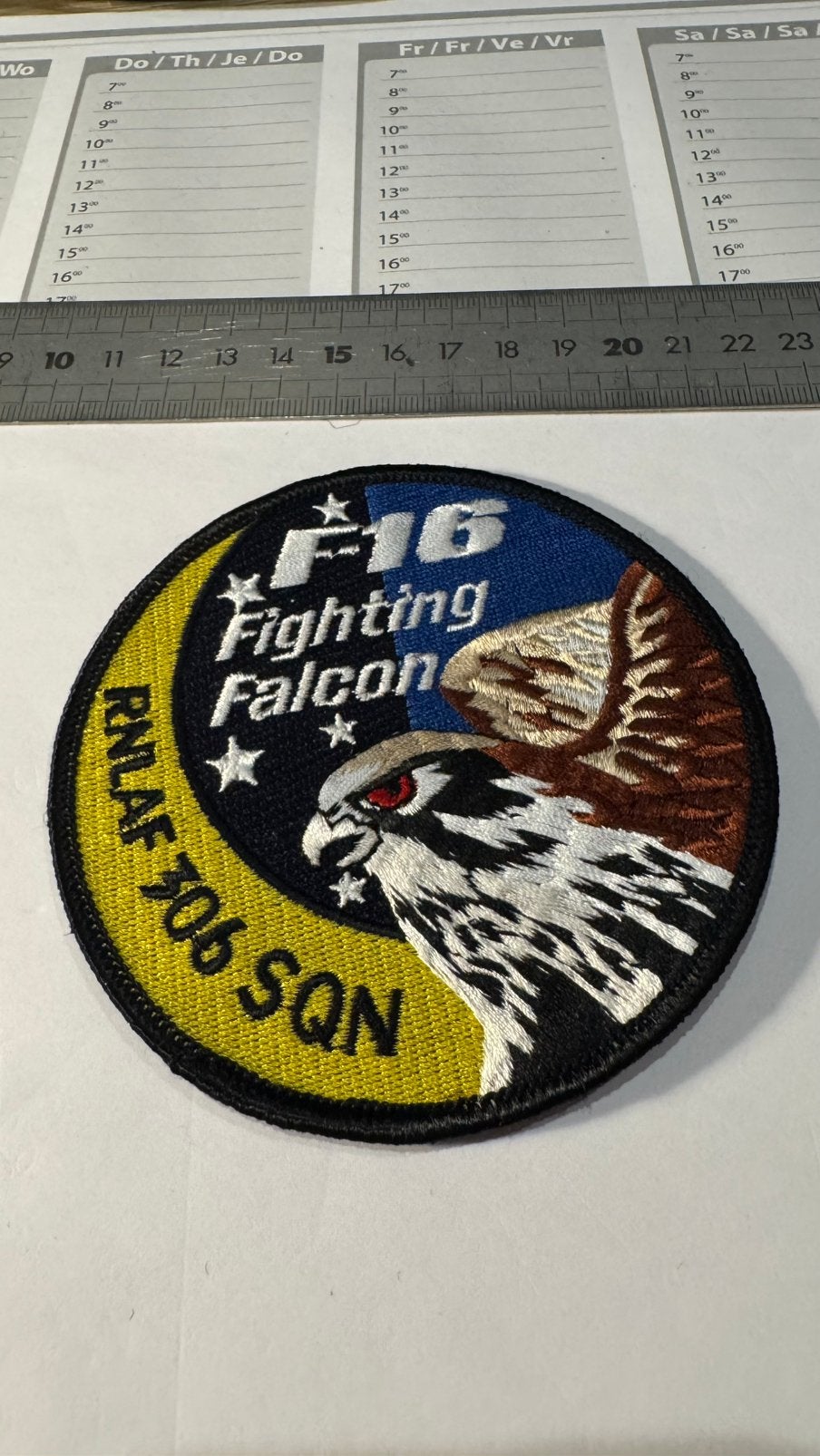 Patch f-16 swirl luchtmacht klu 306 squadron volkel, Verzamelen, Ophalen of Verzenden, Zo goed als nieuw, Patch, Badge of Embleem