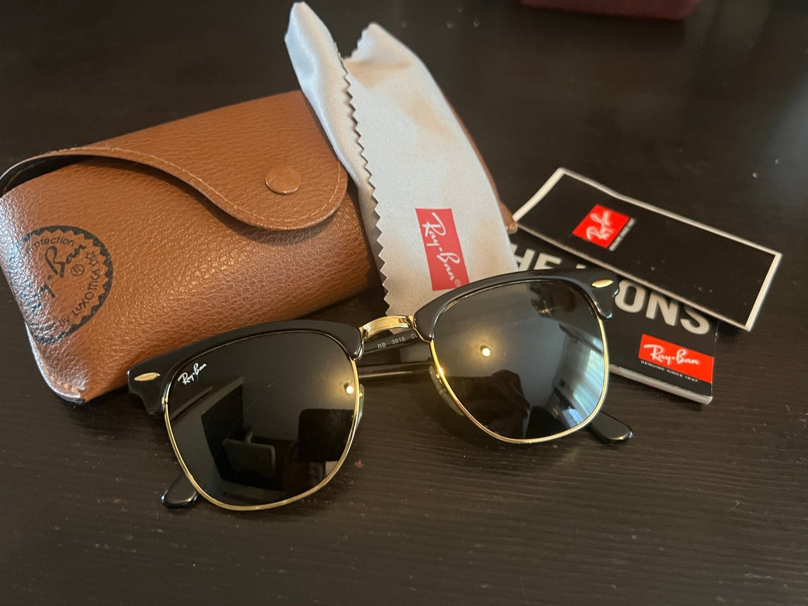 Ray-Ban Clubmaster Zonnebril RB 3016 W0365, Zonnebril, Zwart, Ophalen of Verzenden, Zo goed als nieuw