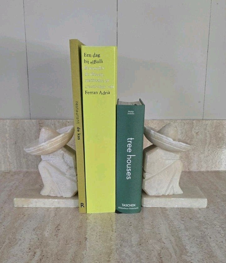 vintage Mexicaanse boekensteunen van onyx marmer, Gebruikt, Beige, Boho, Ophalen of Verzenden