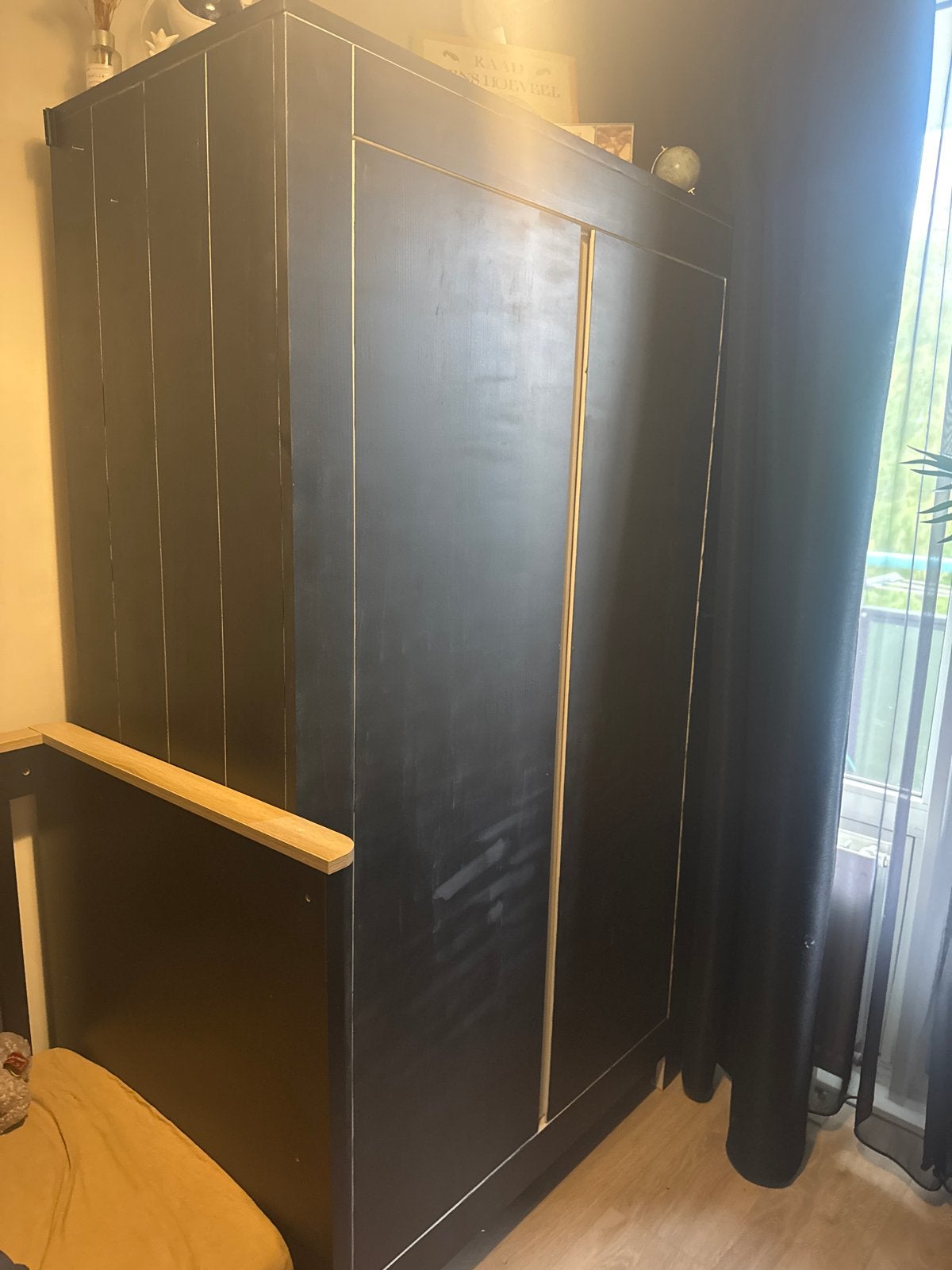 Zwarte kledingkast, Gebruikt, 100 tot 150 cm, 200 cm of meer, Ophalen of Verzenden