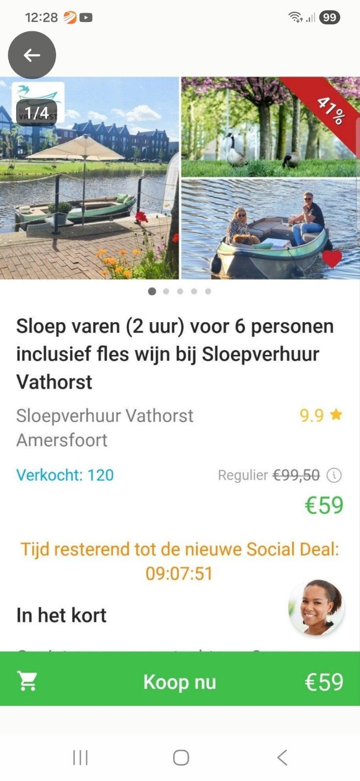 last minute: 6 personen sloep varen (2 uur) in Amersfoort, Tickets en Kaartjes, Drie personen of meer, Arrangement, Ticket of Toegangskaart