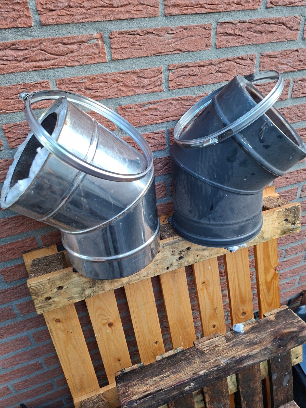 Holethern kachelpijp Dubbelwandig rvs 150mm  Bocht, Ophalen of Verzenden, Vrijstaande haard, Houthaard