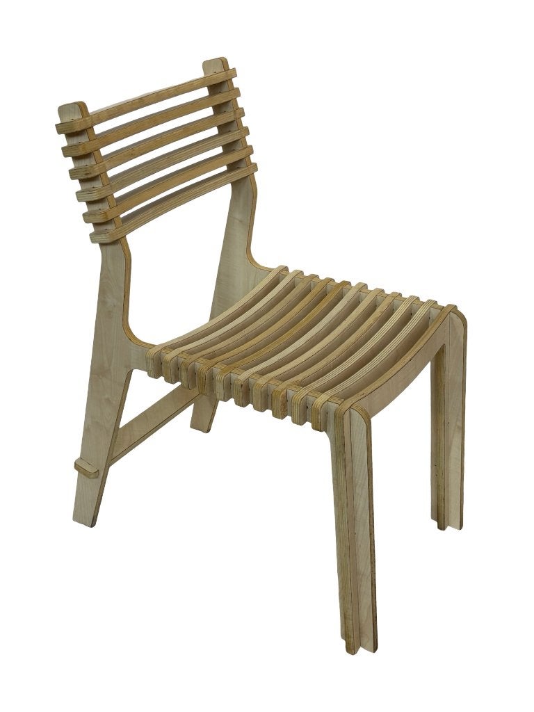 Design Stoel Valoví latten stoel multiplex, Huis en Inrichting, Stoelen, Ophalen, Gebruikt, Bruin, Design