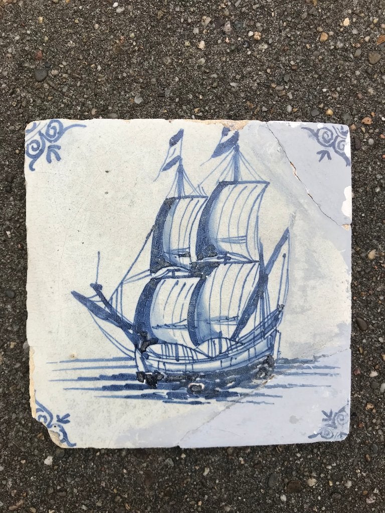 Scheepje scheepjestegel ca.1640, Antiek en Kunst, Ophalen of Verzenden