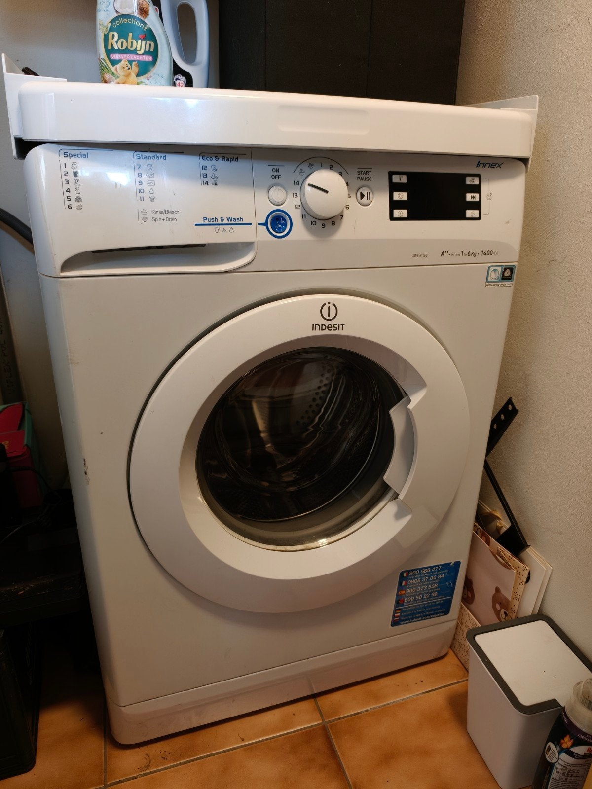 Nette Indesit XWE 61452 Wasmachine - Ophalen vanaf 24 sept, Witgoed en Apparatuur, 6 tot 8 kg, Ophalen, 1200 tot 1600 toeren, 85 tot 90 cm