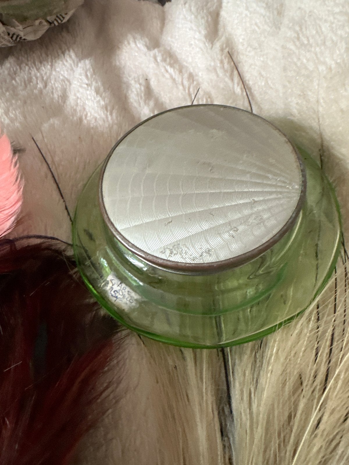 Vintage Groen Glas Potje met Metalen Deksel, Ophalen