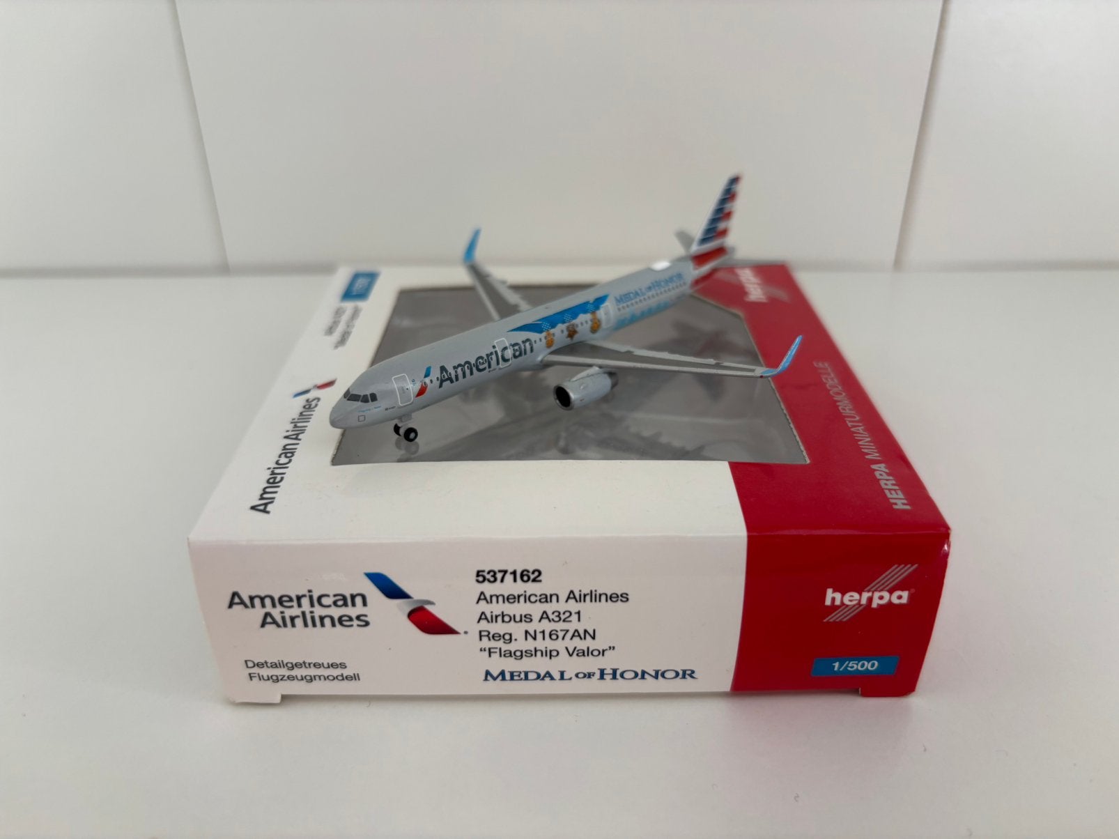 Herpa 537162 American Airlines Airbus A321 1:500, Ophalen of Verzenden, Zo goed als nieuw, Schaalmodel