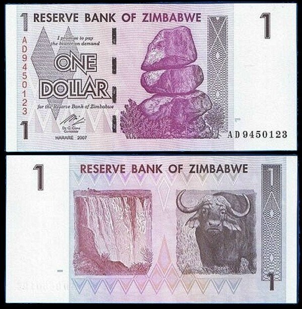 Zimbabwe 2007/2008, biljetten van 1 t/m 50.000 dollar (UNC), Verzenden, Zimbabwe, Setje