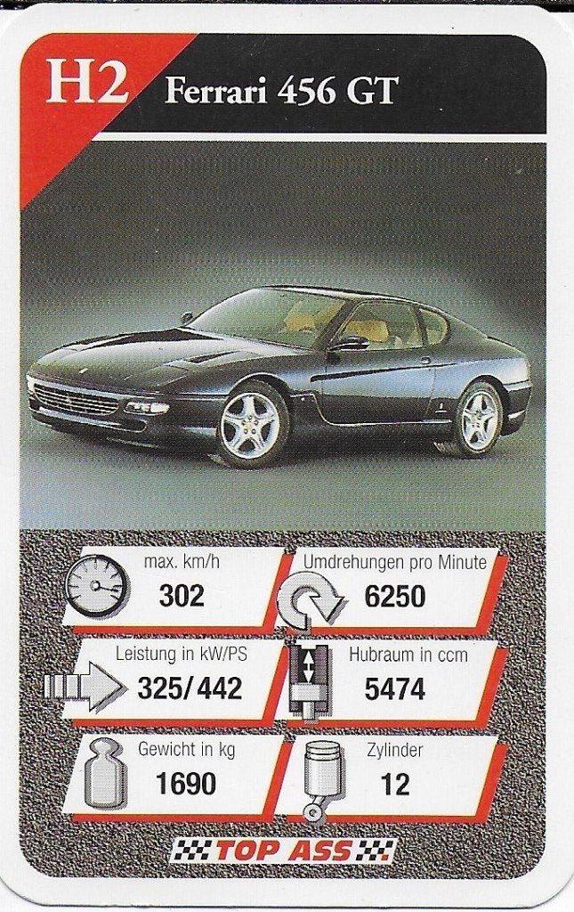 Kw5211 autokaartje ferrari 456 gt ( h2 ), Ophalen of Verzenden, Zo goed als nieuw, Auto's