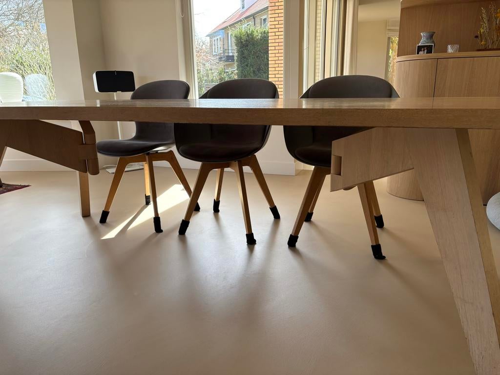 Robuuste eettafel van licht eikenhout 90x240cm, Huis en Inrichting, Tafels | Eettafels, Ophalen, Eikenhout, 200 cm of meer, 50 tot 100 cm