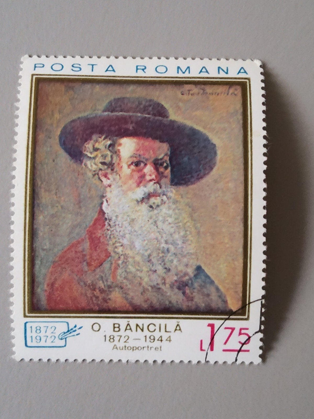 Roemeense postzegel O. Băncilă Autoportret 1872-1972, Verzenden, Overige landen, Gestempeld