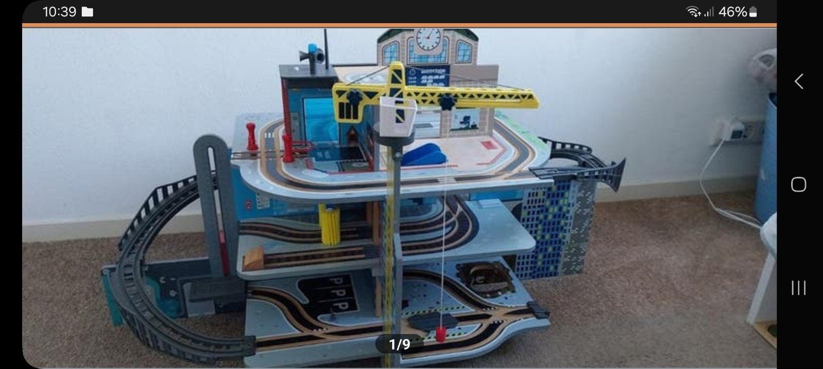Houten treinbaan, treinstation incl treintjes, Kinderen en Baby's, Speelgoed | Houten speelgoed, Ophalen, Gebruikt