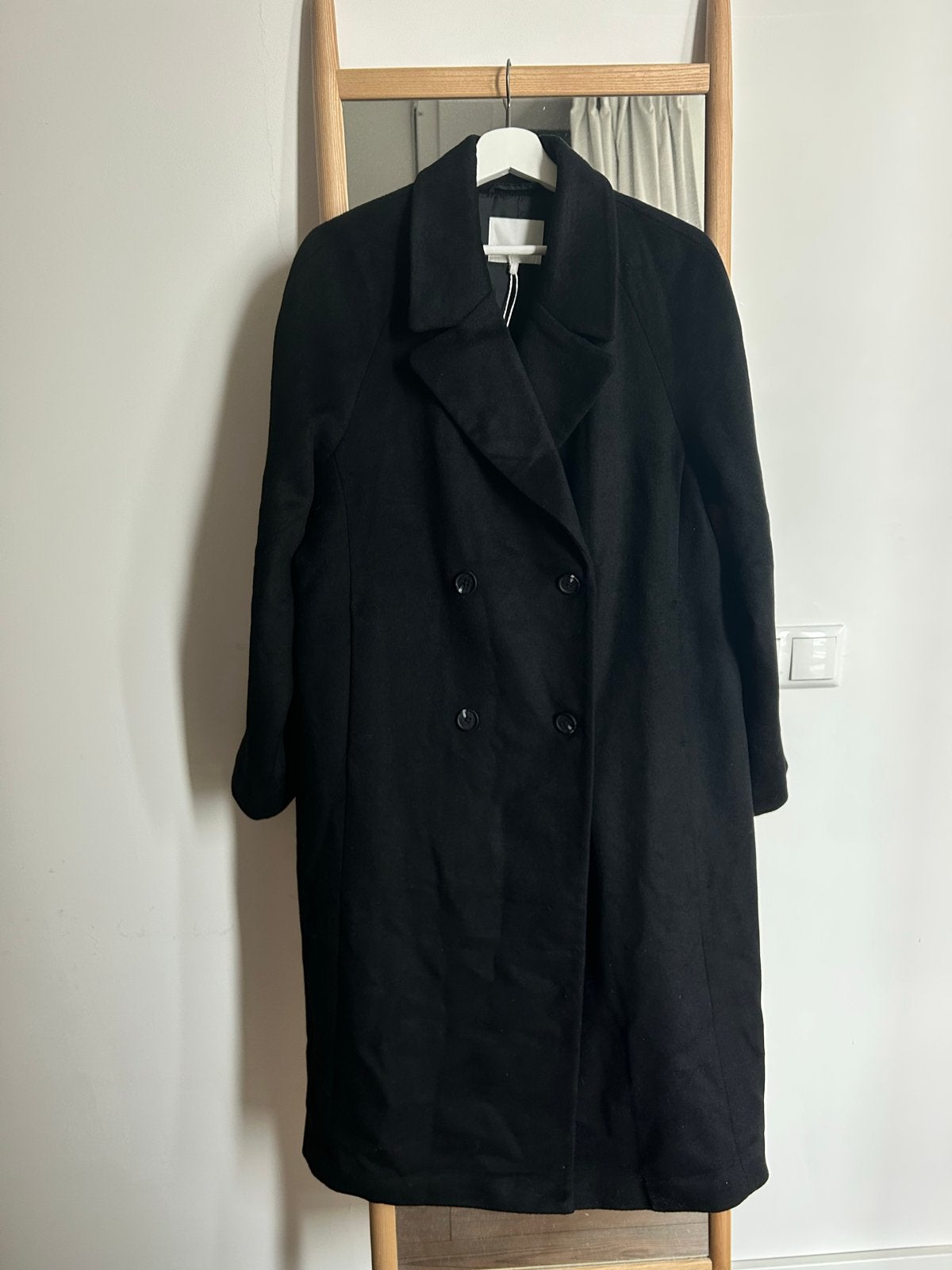 NA-KD Zwarte Oversized Wollen Jas - Nieuw met kaartje, Kleding | Dames, Jassen | Winter, Ophalen of Verzenden, Nieuw, Maat 36 (S)