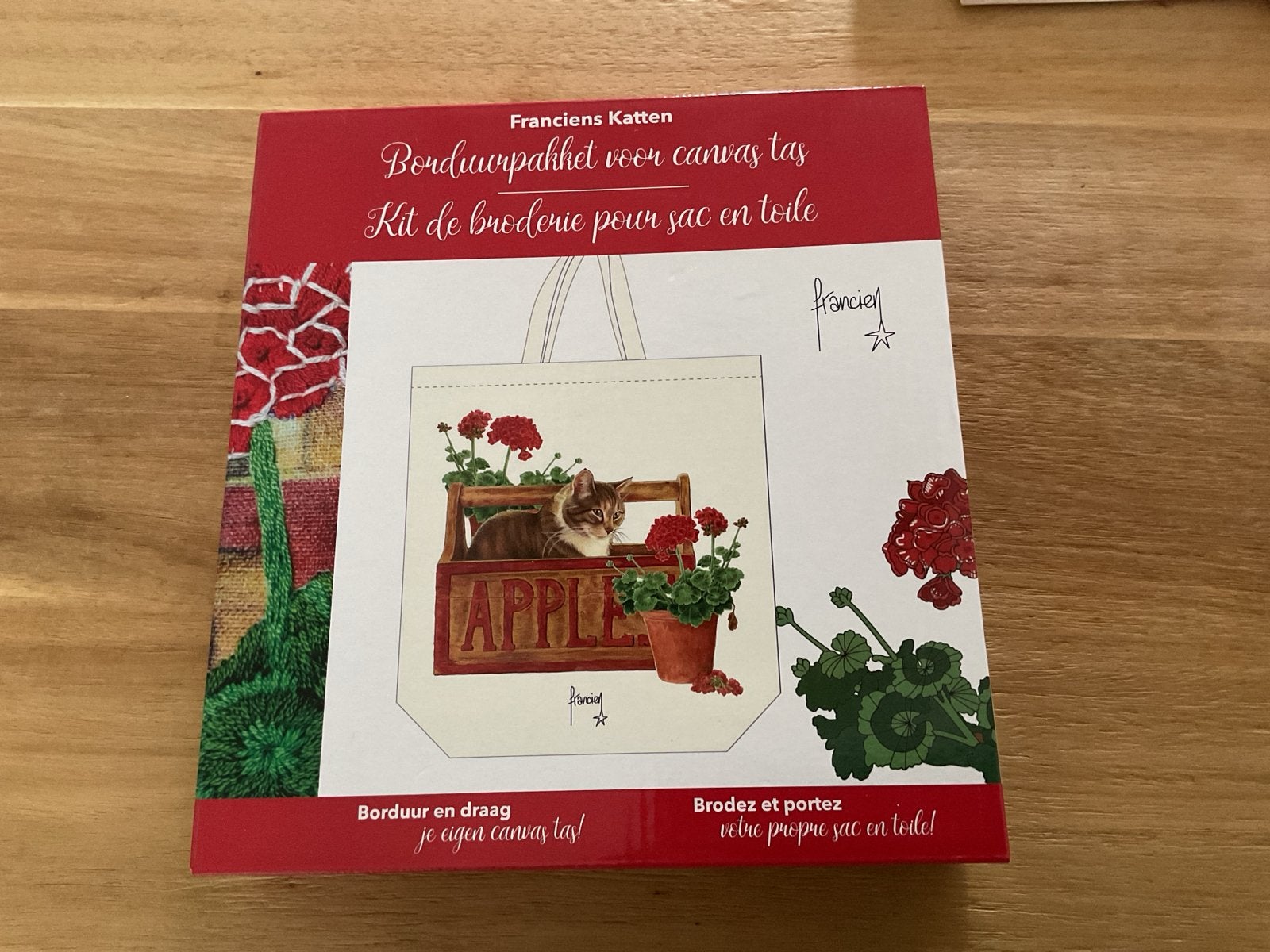 Borduurpakket canvas tas Francien's Katten, Ophalen of Verzenden, Nieuw, Handborduren, Borduurpakket