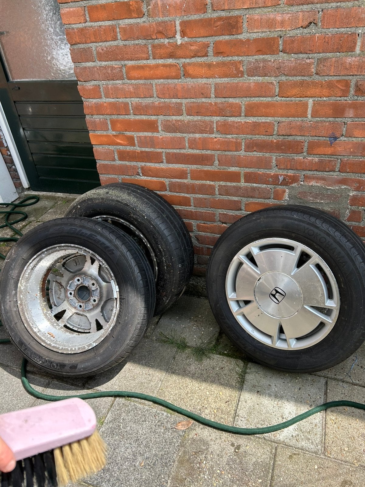 vier banden met velgen voorCivic Hybrid,inclusief dakdrager., Ophalen of Verzenden, Zo goed als nieuw