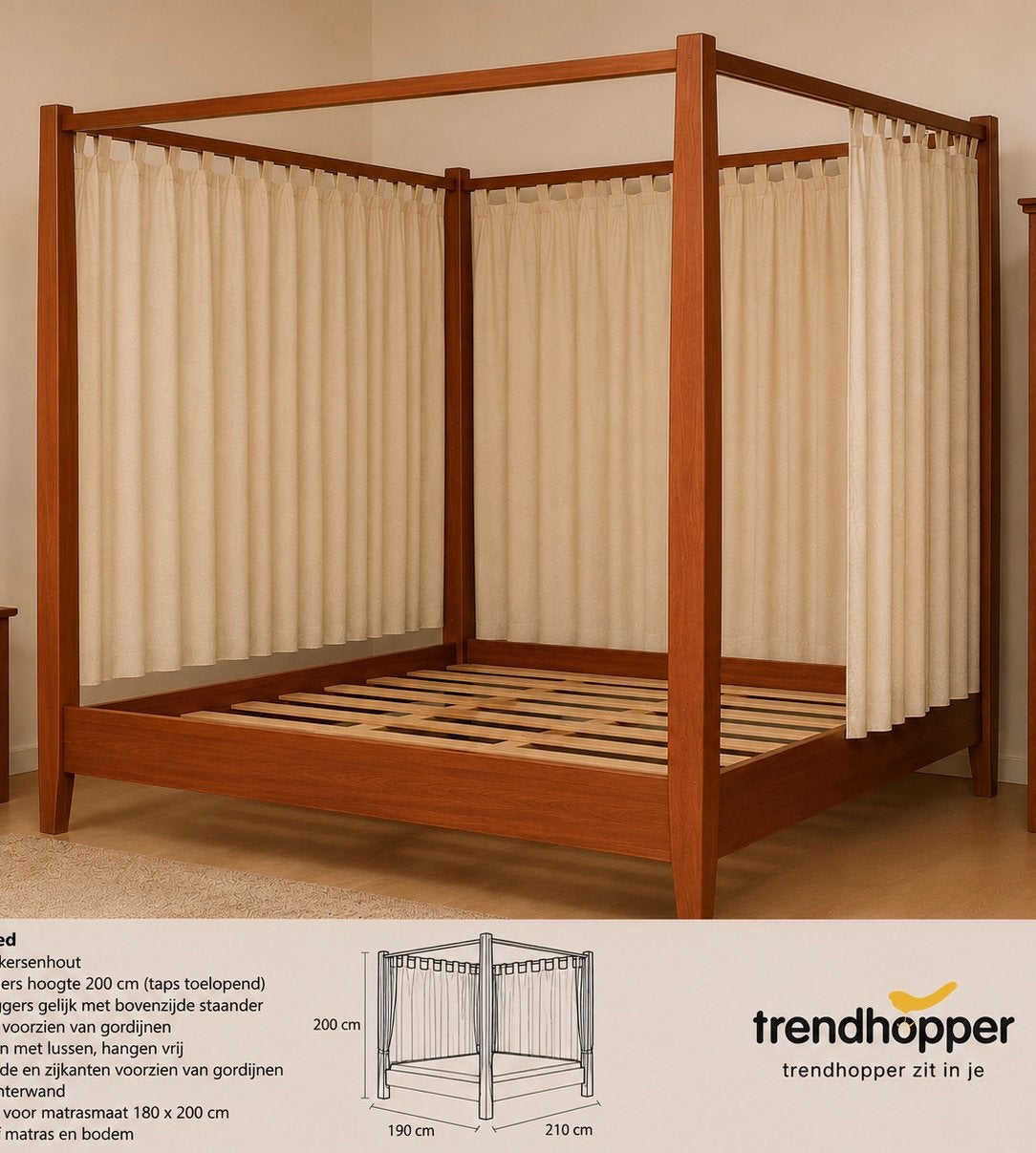 Hemelbed trendhopper, Huis en Inrichting, Slaapkamer | Bedden, Ophalen, Tweepersoons, Zo goed als nieuw, 180 cm