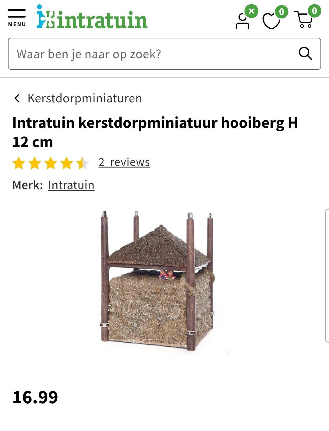 Kerst miniatuur hooiberg - kerstdorp  - Intratuin, Ophalen of Verzenden, Zo goed als nieuw