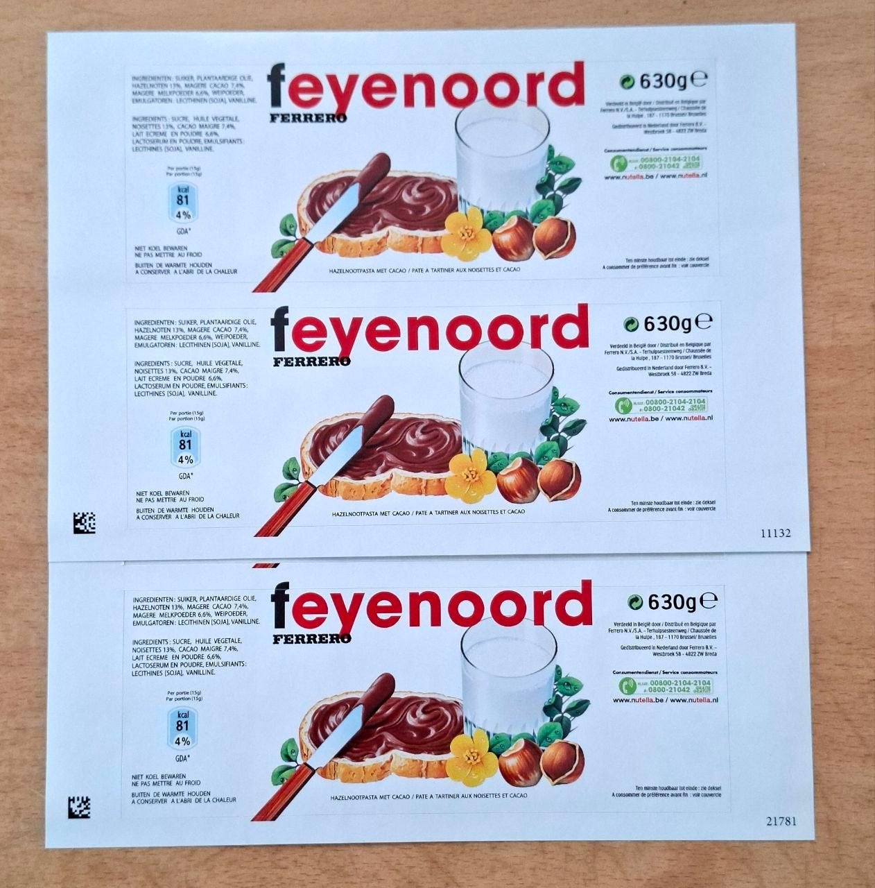 Feyenoord Nutella stickers, Verzamelen, Ophalen of Verzenden, Nieuw, Sport