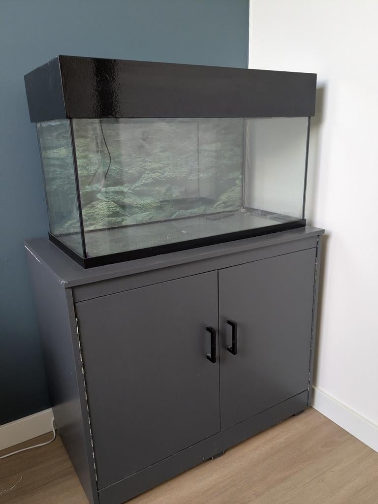 Aquarium 112liter met meubel, extrn filter en div.toebehoren, Ophalen, Gebruikt, Leeg aquarium