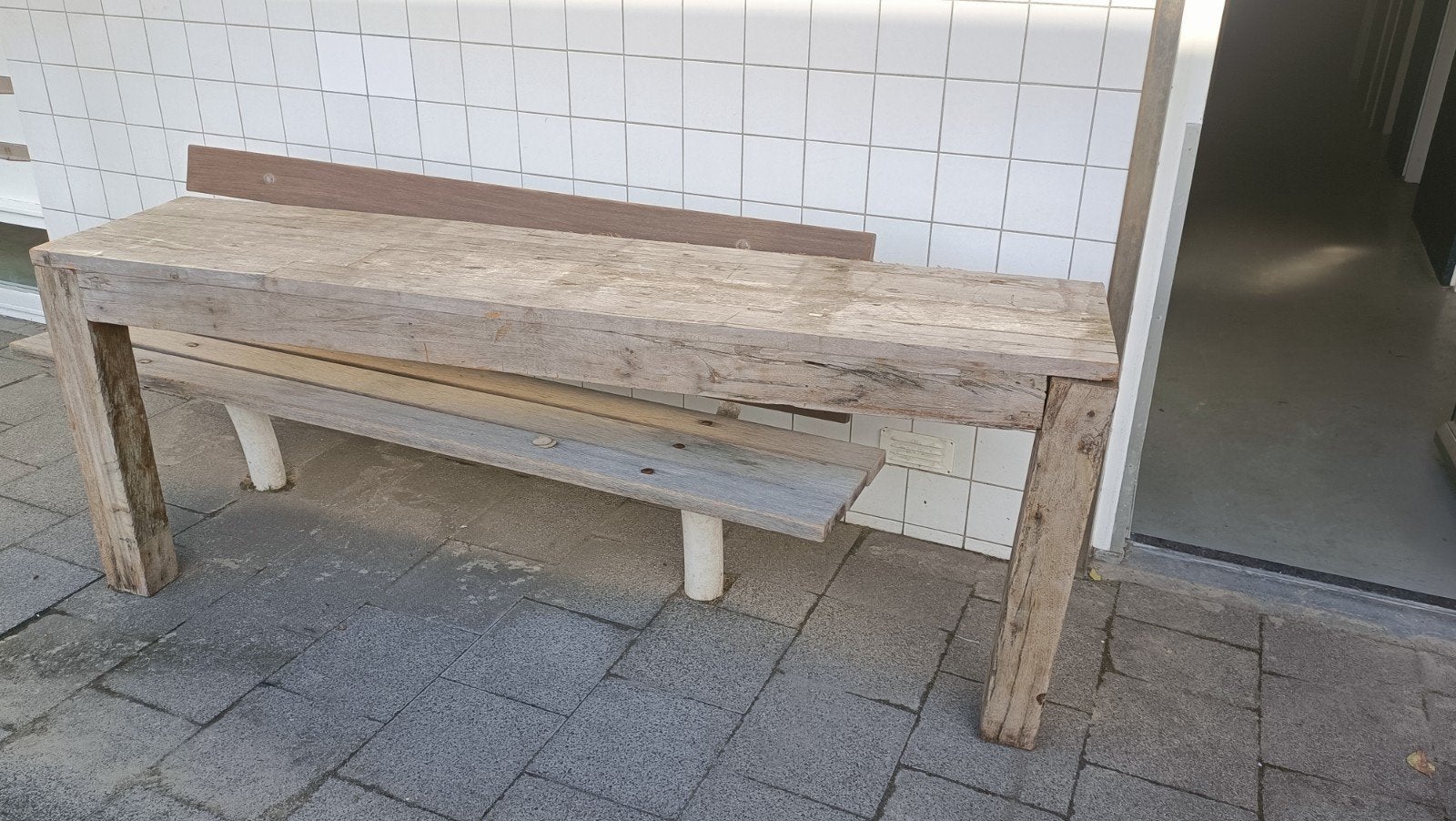 Halve eiken tafel / side table 2,0*0,45*0,8 m, Tuin en Terras, Tuinbanken, Ophalen, Gebruikt, Hout