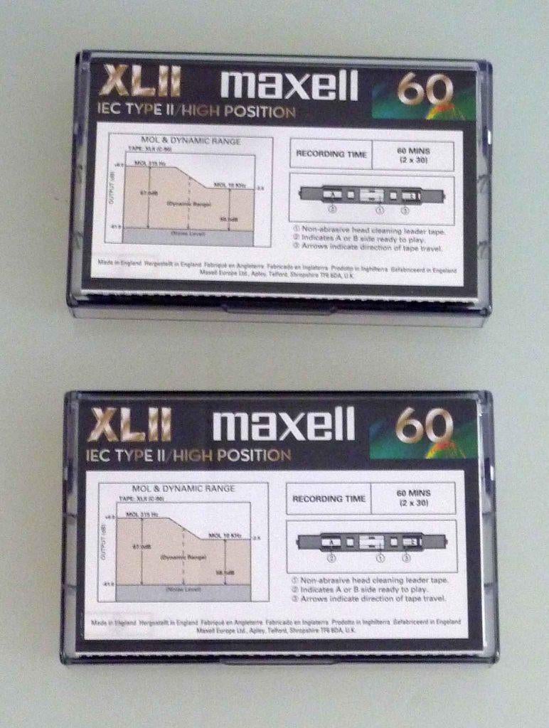 2 Maxell XLII 60 IEC Type II, High Position cassettes C60, Verzenden, Gebruikt, Overige genres, 2 t/m 25 bandjes