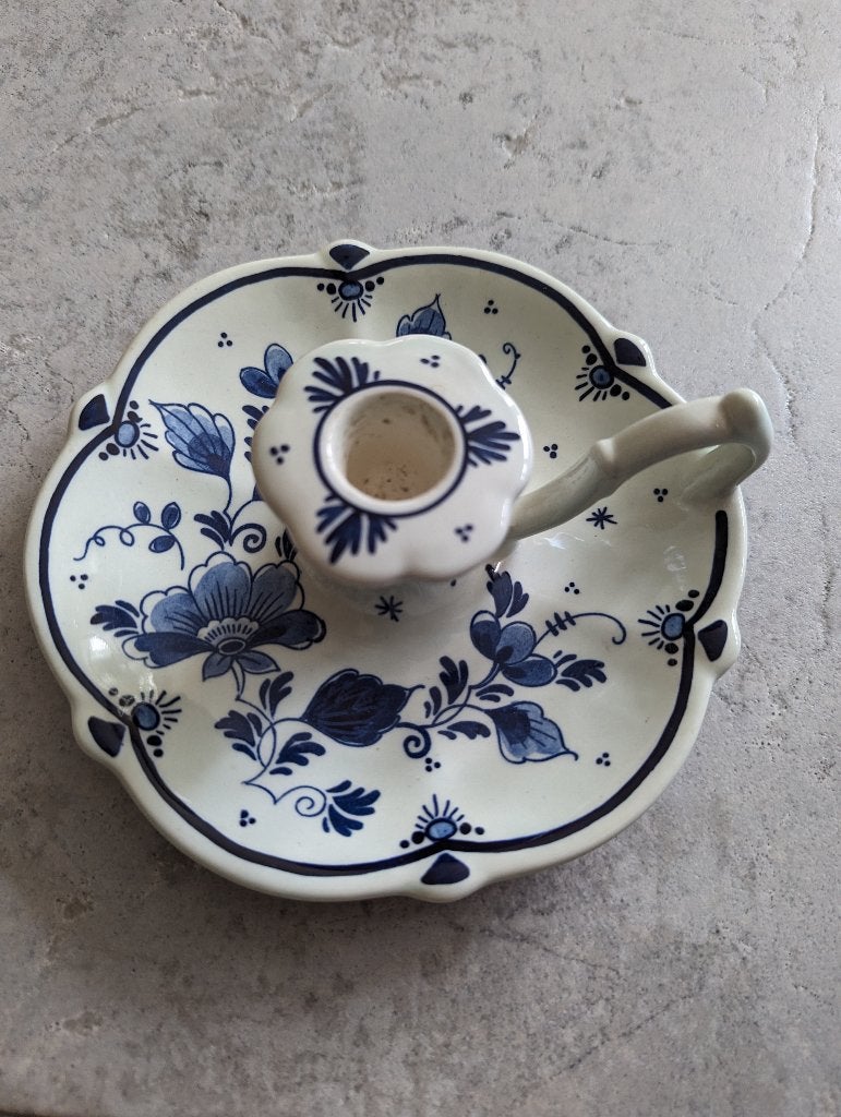 Delfts Blauw kandelaar met handvat - Keramiek, Antiek en Kunst, Ophalen, Keramiek of Aardewerk