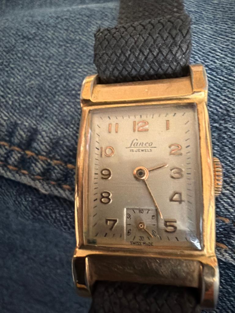 Vintage Lanco Polshorloge - 15 Jewels - Verguld, Overige merken, Overige materialen, Met bandje, Polshorloge