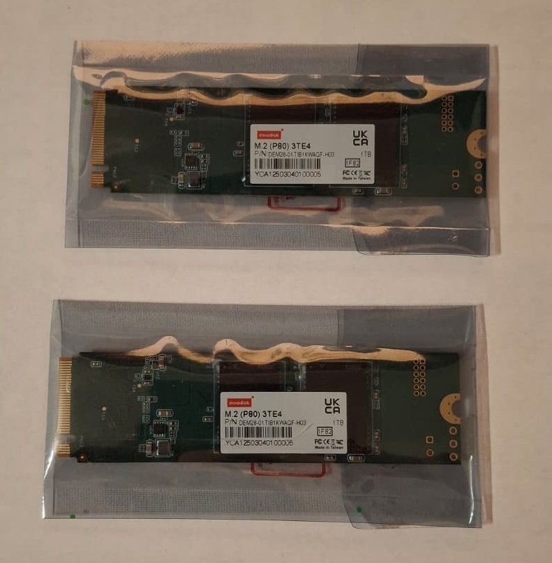 2x Innodisk 1TB M.2 NVMe SSD (industrieel), Computers en Software, Harde schijven, Intern, Verzenden, SSD, Nieuw