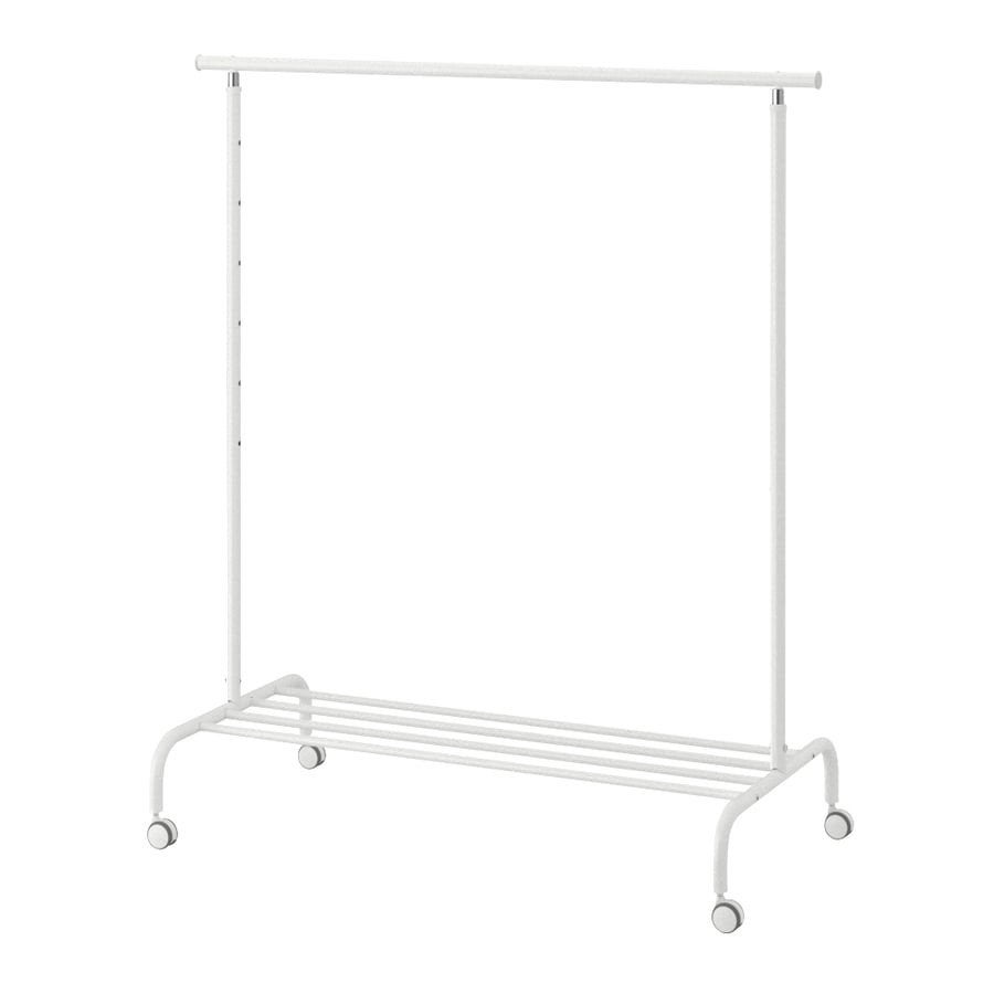 IKEA RIGGA Kledingrek - Wit, Verstelbaar, Met Wielen, Ophalen of Verzenden, Met wielen, Gebruikt