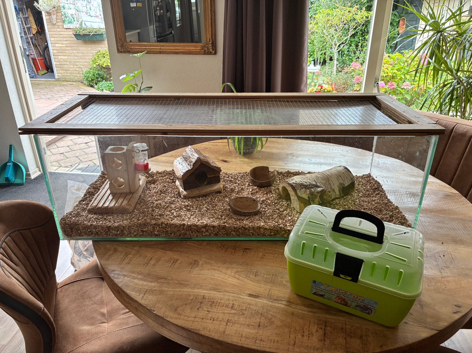 Hamsterhok van glas. Ook geschikt voor gerbils., Ophalen, Zo goed als nieuw, Hok, Minder dan 60 cm