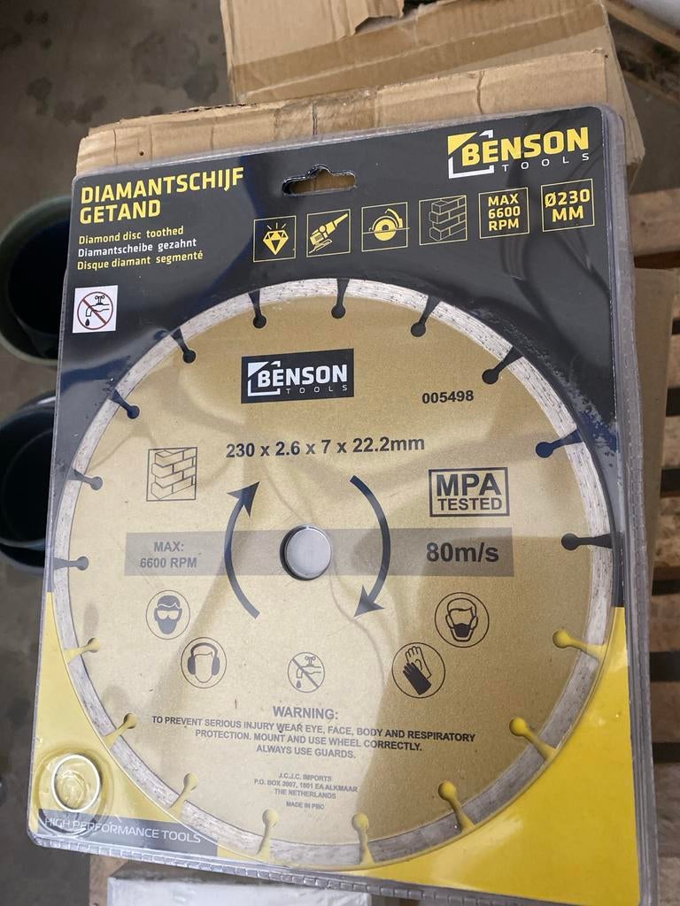 Benson Tools Diamantschijf Getand Ø230mm - Nieuw, Onbekend, Nieuw, Ophalen of Verzenden, Onbekend