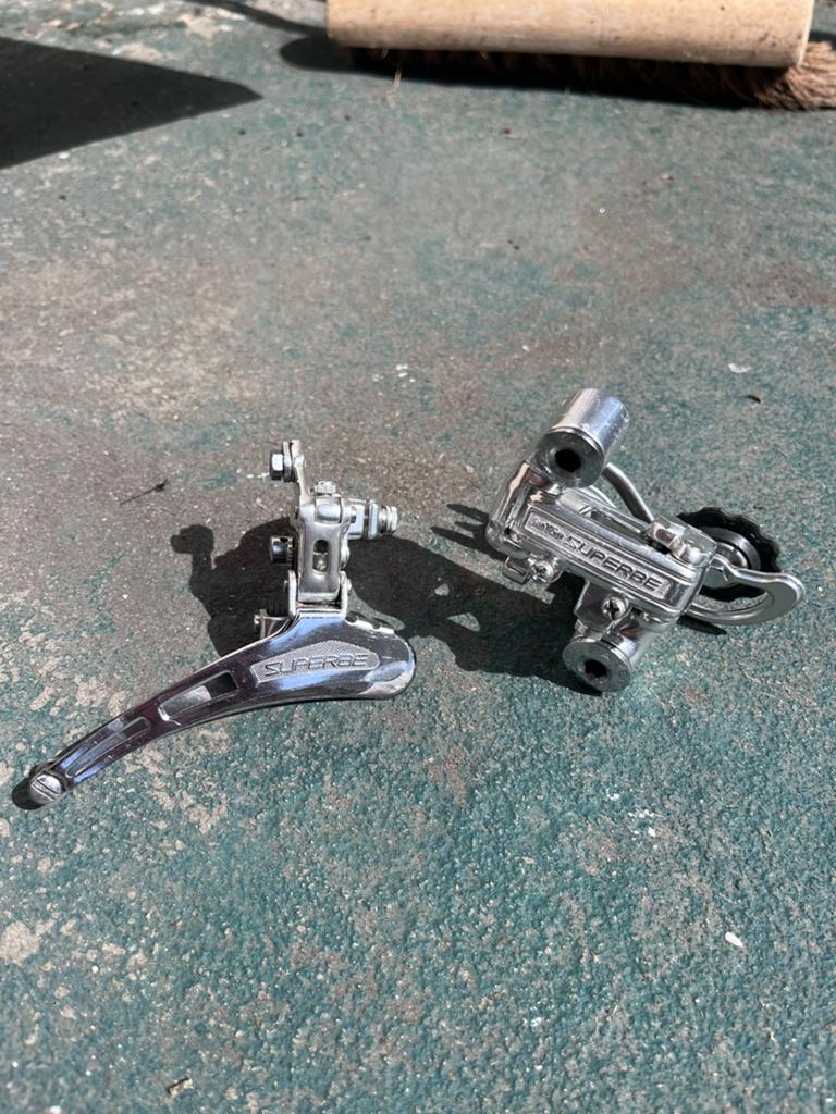 SunTour Superbe voor- en achterderailleur, Gebruikt, Staal, Ophalen of Verzenden, Derailleur of Ketting