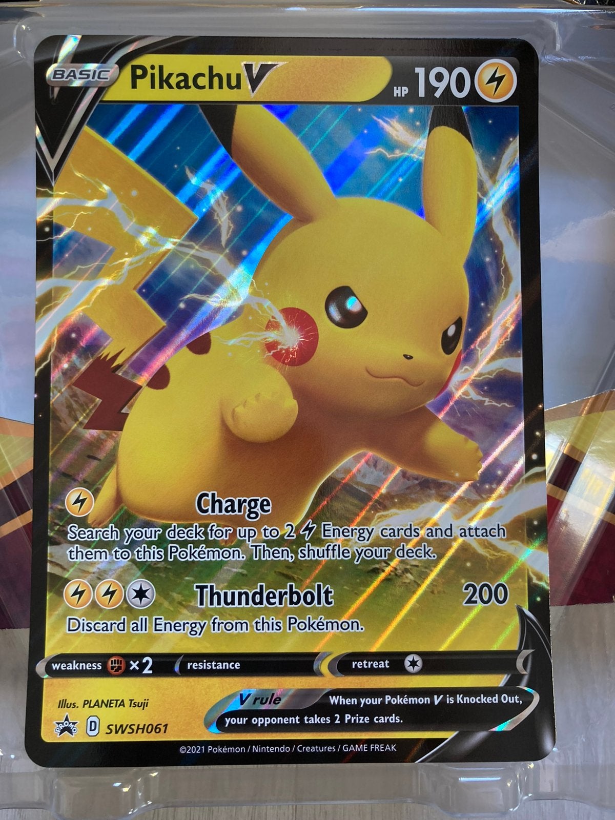 Pikachu V SWSH061 Oversized Jumbo kaart BOOSTERFRIS, Ophalen of Verzenden, Zo goed als nieuw, Losse kaart, Foil