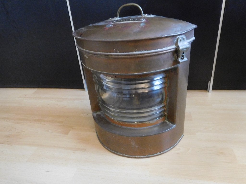 Antieke koperen scheepslamp, Antiek en Kunst, Ophalen