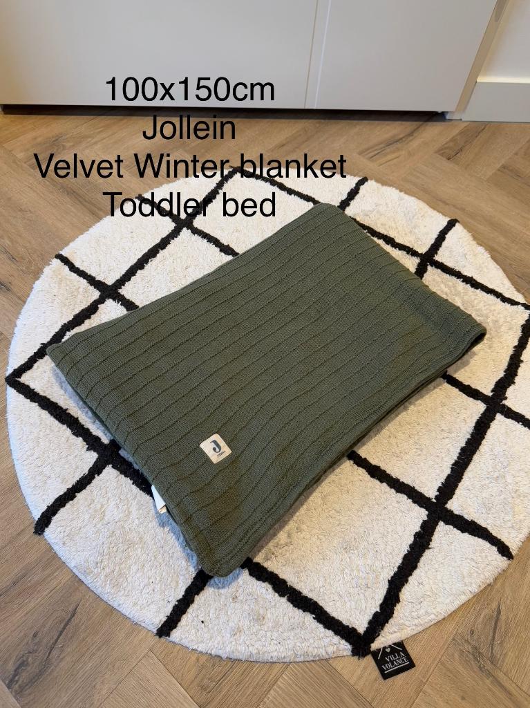 ZGAN groen Jollein peuter winter deken 100x150cm bed velours, Ophalen of Verzenden, Zo goed als nieuw, Deken