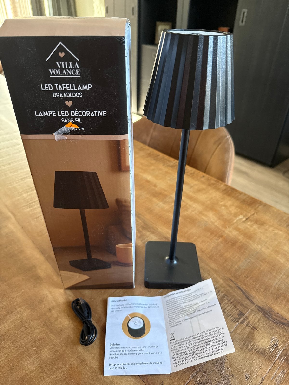 Villa Volance LED Tafellamp Draadloos Zwart, Dimbaar, Kunststof, Overige merken, Overige fittingen
