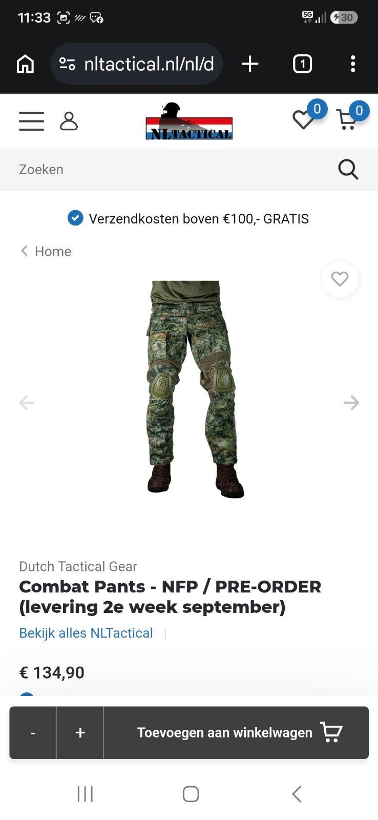 Dutch Tactical Gear Combat Broek - NFP Camo, Ophalen of Verzenden, Landmacht, Nederland, Kleding of Schoenen
