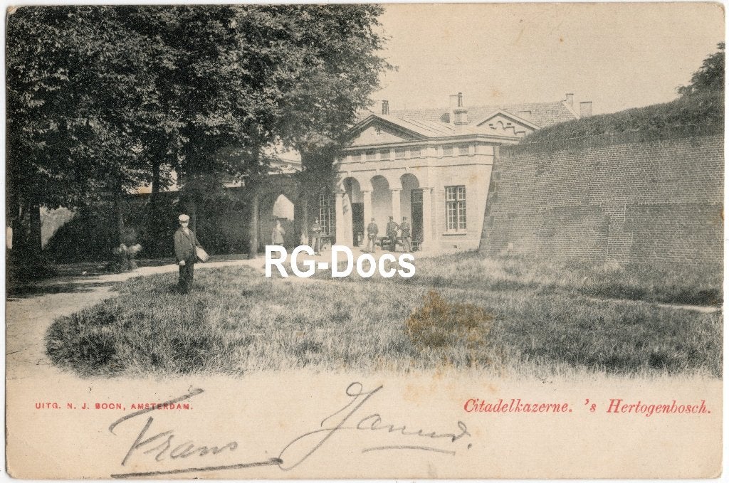 Ansichtkaart Briefkaart Citadelkazerne 's Hertogenbosch 1903, Verzamelen, Ansichtkaarten | Nederland, Ophalen of Verzenden, Voor 1920