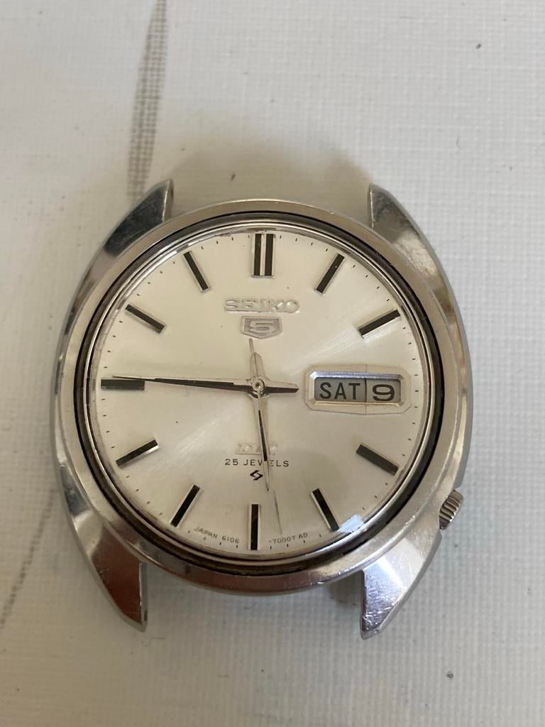 Vintage Seiko 5 DX 6106A, Ophalen of Verzenden, Staal, Seiko, 1960 of later