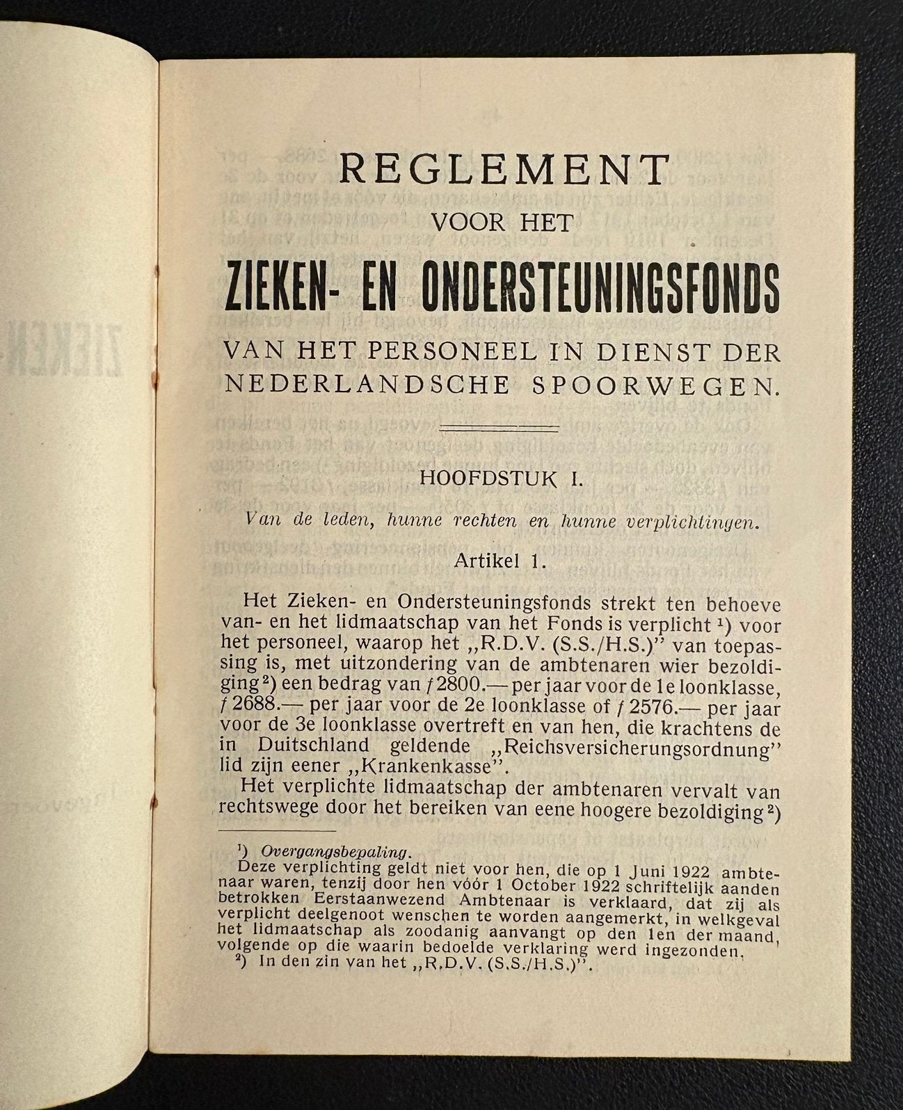 Reglement zieken- en ondersteuningsfonds personeel NS (1929), Ophalen of Verzenden, Zo goed als nieuw, Trein, Boek of Tijdschrift
