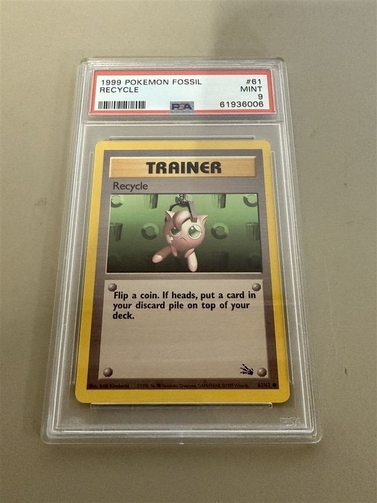 1999 pokemon fossil #61 recycle kaart - psa 9 mint, Ophalen of Verzenden, Nieuw