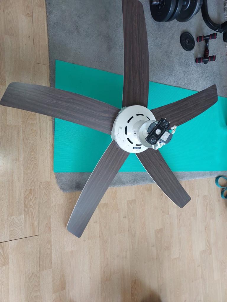 QAZQA plafond ventilator met lamp en afstandsbediening, Ophalen, Gebruikt, 50 tot 100 cm, Minder dan 25 cm