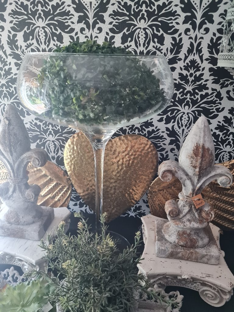 Vintage 52 cm hoog glas op voet