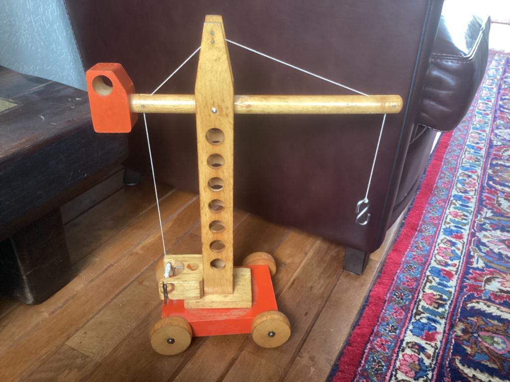 Vintage houten hijskraan  ( Dld), Kinderen en Baby's, Speelgoed | Houten speelgoed, Ophalen of Verzenden, Gebruikt