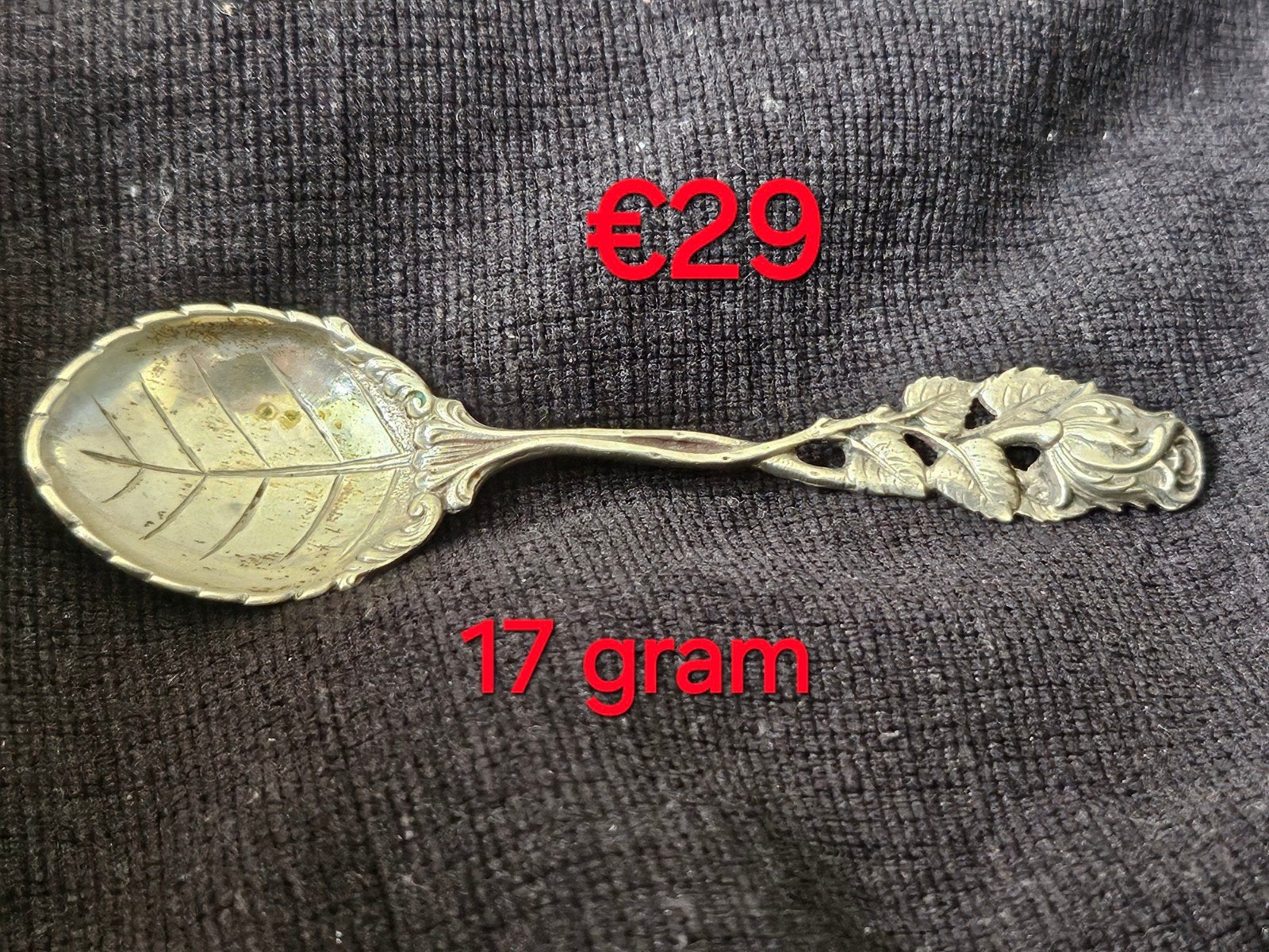 Antieke Zilveren Lepel 800 met Blad- en Bloemmotief, Ophalen of Verzenden, Zilver