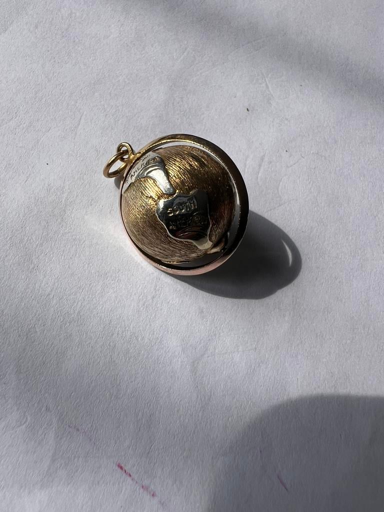 18K gouden globe hanger draaiend wereldbol vintage, Ophalen of Verzenden, Zo goed als nieuw, Goud, D