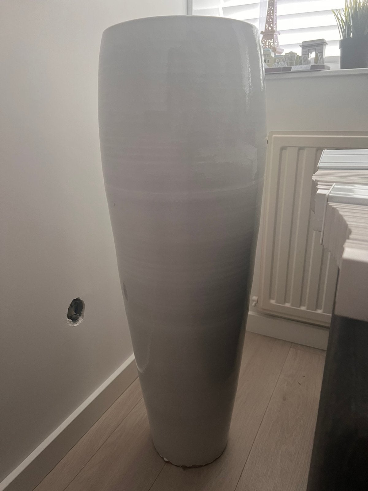 Hoge smalle hoogglans witte vaas pot, Ophalen